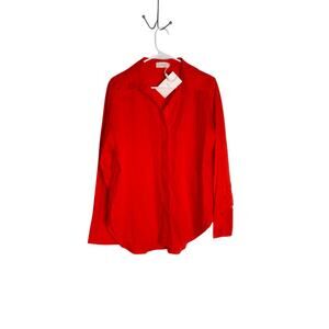 MAYE The Label Red Cotton Button-Down Long Sleeve Shirt - NWT Boutique